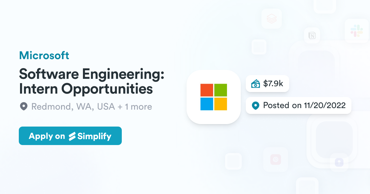 Software Engineering Intern Opportunities Microsoft Simplify Jobs